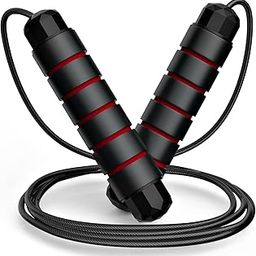 AMIFIT Jump Rope, Tangle-Free Rapid Speed Jumping Rope Cable with Ball Bearings for Women, Men, and Kids, Adjustable Steel Jump Rope Workout with Foam Handles for Fitness, Home Exercise & Slim Body (Red)-image-83