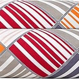 Kuber Industries Multi Check Printed Cotton Bolster Cover- Set of 2, 16"x32" (Magenta & Grey)-44KM0123-30