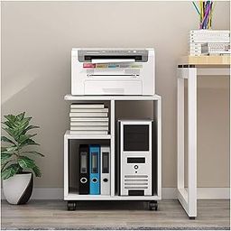 UniShop UniArt Freestanding Multifunctional Storage Printer Stand Shelf for Office & Home with Wheels (White, 18.5 × 12 × 22.6 inches)-10