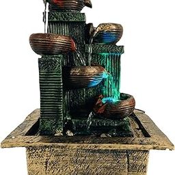 Craft N Decor Resin Tabletop Water Fountain/ 4 Tier Fountains/Mini Waterfall with Led Lights for Indoor Outdoor Garden Home Décor Living Room Bedroom Hall Showpiece Decoration Gift Items 15 Inch-image-62