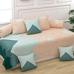 Decozom Stylish Threads Heavy Cotton 8 Pieces Diwan Set ||1 Single Bedsheet, 2 Bolster Covers, 5 Cushion Covers || :- Multi Pahad-image-53