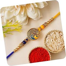 Unisex Adult Peacock Designer Rakhi For Brother With Roli Chawal Pack-image-35