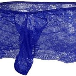 bnf Men's Lace Floral Sissy Pouch Panties | Skirted Mesh Thong Underwear for Men | Adult Lingerie with Girlie Design | Dark Blue for Cosplay & Clubwear-picture-6