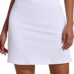 Women's Everyday Skort with Built-in Shorts Any Activities Light Summer Skirts Workout Gym White-image-44