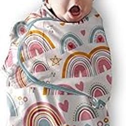 POLKA TOTS Cotton New Born Rainbow Print Swaddle Wrap with Cap, Soft & Breathable, Adjustable Velcro, Cozy & Secure Fit for Infant Comfort, Ideal for Baby Showers & Daily Use(0-6 Month)-picture-21