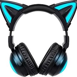 kuayang Wireless Headphones Cat Ear Over Ear Headphones (12 Color Changing) with & 3.5mm Jack, Gaming Pro, Bluetooth&Wired Connection (Black)-image-107