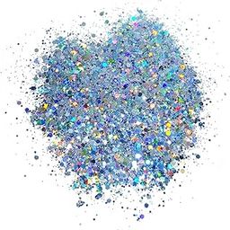 Supreme Quality Specially for Nail Art & Cosmetic Body Makeup (Premium Silver Holographics Glitters Mix 10 Gm Pack)-image-23