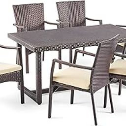 MJA FURNITURE Patio Outdoor Dining Table Set 4 Seater, Rattan Wicker Dining Chairs with Table Set for Dining Room, Living Room, Garden (4 Chair 1 Table)-image-35