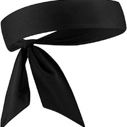 Heega Tie Headband Men Women Sweat Wicking Workout Running Sport Head Band for Cricket Yoga Golf Gym Camping Running Tennis (Black)-image-13