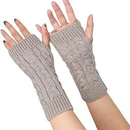 Fingerless Knit Winter Gloves with Thumb Holes, Arm Warmers, Warm Hand Wear (1 Pair, Multicolor)-image-20