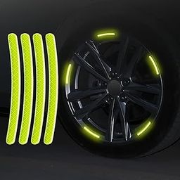 REDWIND 3D Reflective Wheel Tire Rims Stripes Stickers Decals for Car Motorcycle Bike Bicycle Night Safety Decoration Automotive Exterior Accessories Light (Green Sports,20 PCS)-image-91