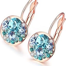 A5 Grade Crystal Radiant 18K Rose Gold Clip-On Earrings for Women & Girls (Blue)-image-64