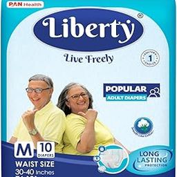 Liberty Popular Adult Diapers, Tape Style, Medium (M) Size, 10 Count, Waist Size (76-101cm | 30-40 inches), Unisex, High Absorbency, Leak Proof, Wetness Indicator, Pack of 1-image-98