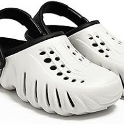 Men's Classic Casual Clogs/Sandals with Adjustable Back Strap for Adult | Comfortable & Light Weight | Stylish & Anti-Skid | Waterproof & Daily Mules for Gents & Boys (Black and White)-picture-23