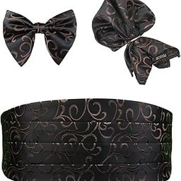 Ritzy Black Cummerbund, Bow Tie & Pocket Square Set for Men-picture-18