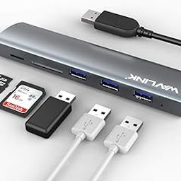 Wavlink High Speed Aluminum USB 3.0 3-Port USB Hub with 2-Slot SD/TF Card Reader Combo for Mac, Window, Linux-18