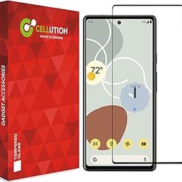 CELLUTION Tempered Glass for Google Pixel 6A / Pixel 7A Full Screen Edge to Edge Coverage with Easy Installation Kit, (Black) Pack of 1-image-0