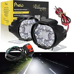 Pivalo 6 LED Fog Light15V DC 10W 1000Lm 7000k Power Waterproof Universal Head Lamp Off-Road Driving Anti Fog Headlight with Handlebar Switch for Bike Scooty Motorcycle (White, Pack of 2)-0