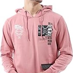 Men Regular Fit Placement Print Overhead Hooded Sweatshirt-picture-9