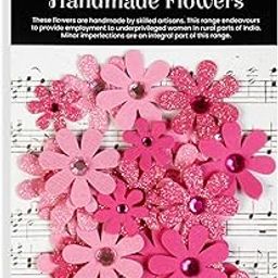 Little Birdie Artificial Flowers Handmade for Craft Precious Pink Sparkle Florettes - 1.5 & 2.5cm 30pc | Paper Flowers for Home Decor, Mixed Media, Scrapbook, DIY Crafts, Gift Wrapping-7