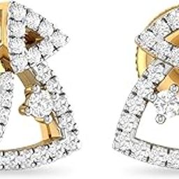 Yellow Gold and Diamond Stud Earrings for Women-image-102