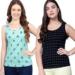 Women's Super Combed Cotton Rib Fabric Slim Fit Tank Top-Pack of 2-image-88