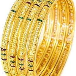 Gold Plated Brass Bangles Set for Women & girls(4Pcs)-image-24