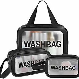 3 Pieces Transparent Makeup Organizer Pouches/Makeup Bag for Women/Cosmetic Pouch/Toiletry Kit Bag for Travel(Blue/Large-Medium-Small) (Black, Washbag Combo)-image-55