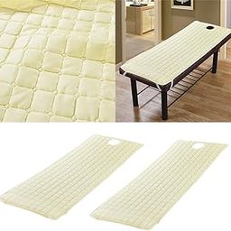 UJEAVETTE 2 Pieces Beauty Salon Massage Bed Mattress Sheet with Face Hole Beige-image-84