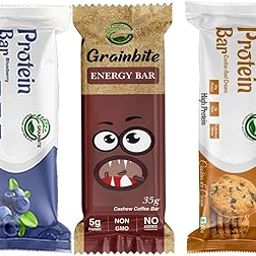 GRAINBITE Protein Bar Blueberry Blast (Pack of 4) and Energy Bar Cashew Coffee (Pack of 2) and Protein Bar Cookie and Cream (Pack of 3) (490gm, Combo of 9)-image-35