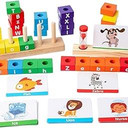 CELEORIS Wooden Alphabet Learning Toy for Kids | Montessori Educational Puzzle Game with Word Cards & Blocks | Language, Spelling & Color Recognition for 3+ Year Old Boys & Girls-image-21
