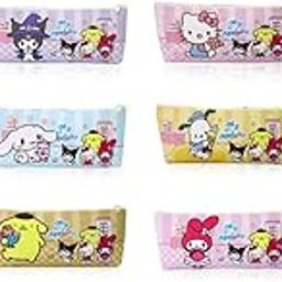 HASTHIP® 12PCS Sanrio Pencil Pouch Cartoon Print Cinnamoroll Kitty Kuromi Combo for School Students PU Stationery for Girls Return Gifts Kids Multicolor-image-10