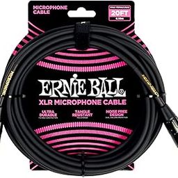 Ernieball 6388 20ft Male Female XLR Microphone Cable Black-image-18