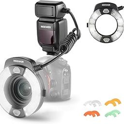 NEEWER RF1-S Marco Ring Flash Light Compatible with Sony Camera, 76Ws GN15 5600K TTL Lighting, 1-1/128 Output Front/Rear Curtain Sync Color Gels Lens Adapter Rings for Macro Photography Studio Photo-image-40