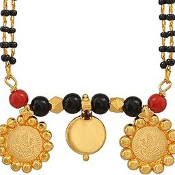 Missmister Gold plated Two Lakshmi and plain Wati Traditional Mangalsutra Women Tanmaniya stylish (MM1558MSSV)-image-95