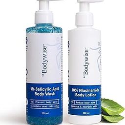 Be Bodywise Body Acne Reduction Kit with 1% Salicylic Acid Body Wash & 10% Niacinamide Hydrating Face & Body Lotion | Prevents Body Acne, Exfoliates & Promotes Glowing Skin | 450 mL-46