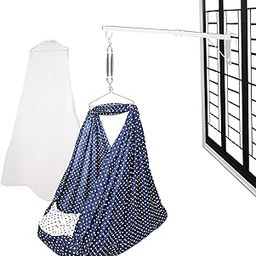 Beetot Born Baby Swing Cradle (Jhula) Set|Cradle Cloth With Removable Mattress, Mosquito Net, Spring, Triangle Hanger, Anty Rust Window Hanger|Weight Capacity Up To 15Kg|Age From 0-12 Months - Cotton-image-4