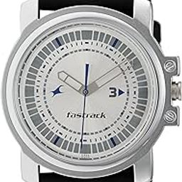 Quartz Analog Silver Dial Leather Strap Watch for Men-NS3039SL01-42