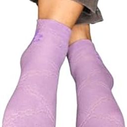 Women's Ankle Socks, Textured Pattern Design, Pink and Lavender, Casual Wear-69