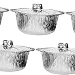 POPETPOP 5pcs Round Tin Foil Cooking Pans Lids for Camping Grilling and Outdoor Bbq Aluminum Pots for Roasting Fish Meat and More-image-56