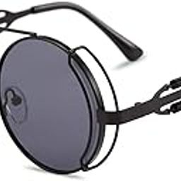 Steampunk Sunglasses Hippie Glasses Retro Round Metal Frame Women Men-image-79