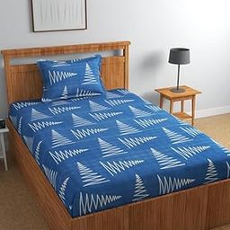 NEW LEAF Presents Pure Cotton Feel 180TC Single Bedsheets for Single Bed Diwan Bed (Size- 90 x 60 Inches) with 1 Pillow Covers(Size-18 X 28) DarkBlue & White-image-14