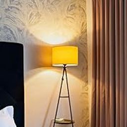 Floor Lamp with –Tripod Design, Soft Ambient Light & Storage for Home Decor-Modern Wooden Floor Lamp with, Storage & Fabric Shade for Living Room & Bedroom (Yellow)-image-47