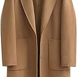 Women's Notched Lapel Wool Coats Mid Long Button Pea Coats Warm Thicken Trench Jacket-picture-55