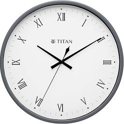 Titan Plastic Classic Grey Wall Clock with Silent Sweep Technology - 29.5 Cm X 29.5 Cm (Medium), Analog-22