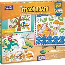 Imagimake DIY Madhubani Art Kit | Make 12 Paintings | Madhubani Painting & Colouring Kit Using Water Brush Pen & Stamps | Art & Craft Kit for Kids & Adults | Gift for Girls Age 8,9,10,11,12-10