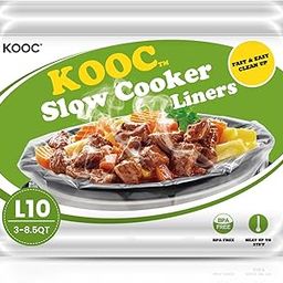 KOOC Slow Cooker Liners 13x21 inch 10 Count Large Size Disposable Pot Liners Cooking Bags Fit 3QT to 8.5QT Pot BPA Free Fresh Locking Seal Design-picture-23