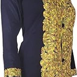 Women's Aari Work Coat, Blue Silk, Velvet, Georgette Blend, Crew Neck, Regular Fit, Waistcoat, Formal Occasions, Adult Women-image-82