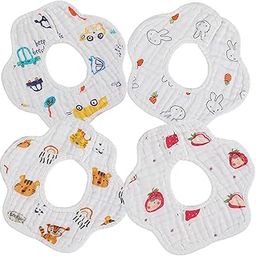 YOUSTYLO - YOU ARE PRIORITY Muslin Baby Bib | 4 Pcs. Organic Cotton Baby Bibs | Super Absorbent Bandana Apron with 2 Snap Buttons For Drooling Teething Feeding (0-12 Months, Pack of 4)-12