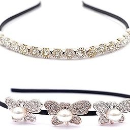 2 Pieces Fashion Hair Accessories Headbands Shinny Crystal Beaded Hair Hoop Rhinestones Hairband for Women & Girls (Rhinestone Hair Band 05)-image-98